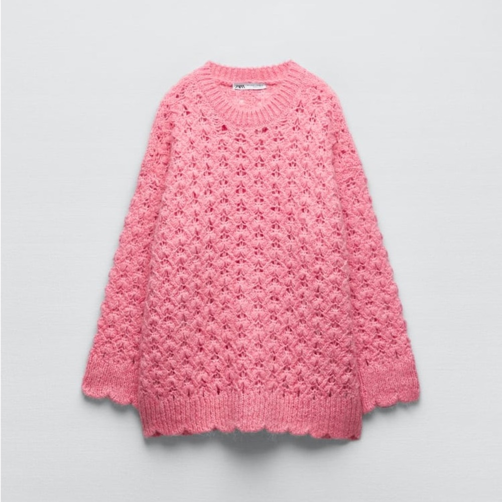 Zara Pink Wool Blend Oversized Sweater - Picture 11 of 15